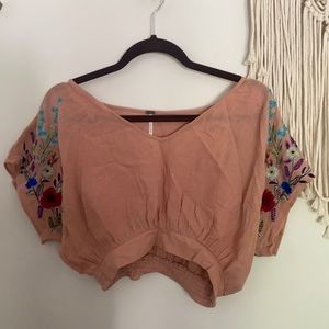 Free People Pink Embroidered Set